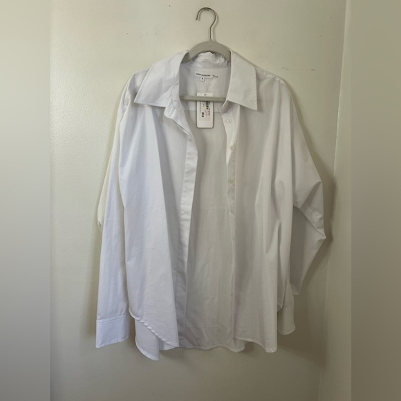 Good American White Button Down Unisex Shirt NWT large - Picture 2 of 8